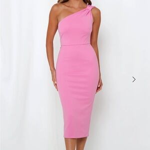 Hello Molly One Shoulder Pink Dress